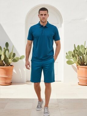 L.L. Bean Mens Traditional Fit Polo Shirt Short Sleeve Blue Size L NWOT